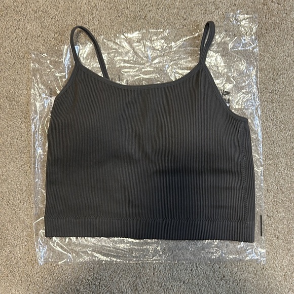 Zenana ash grey ribbed bralette S/M - Picture 4 of 11